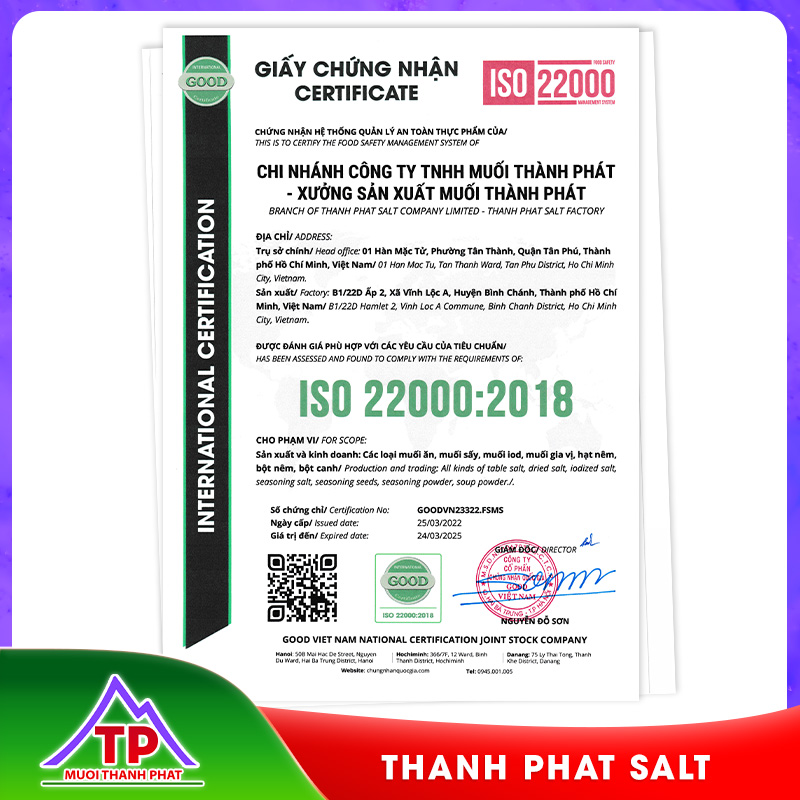 ISO 22000:2018 Certificate